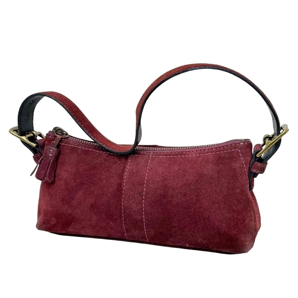 Coach Handbags - Vintage Coach 7470 Suede Hamptons Demi Baguette Hobo Bag